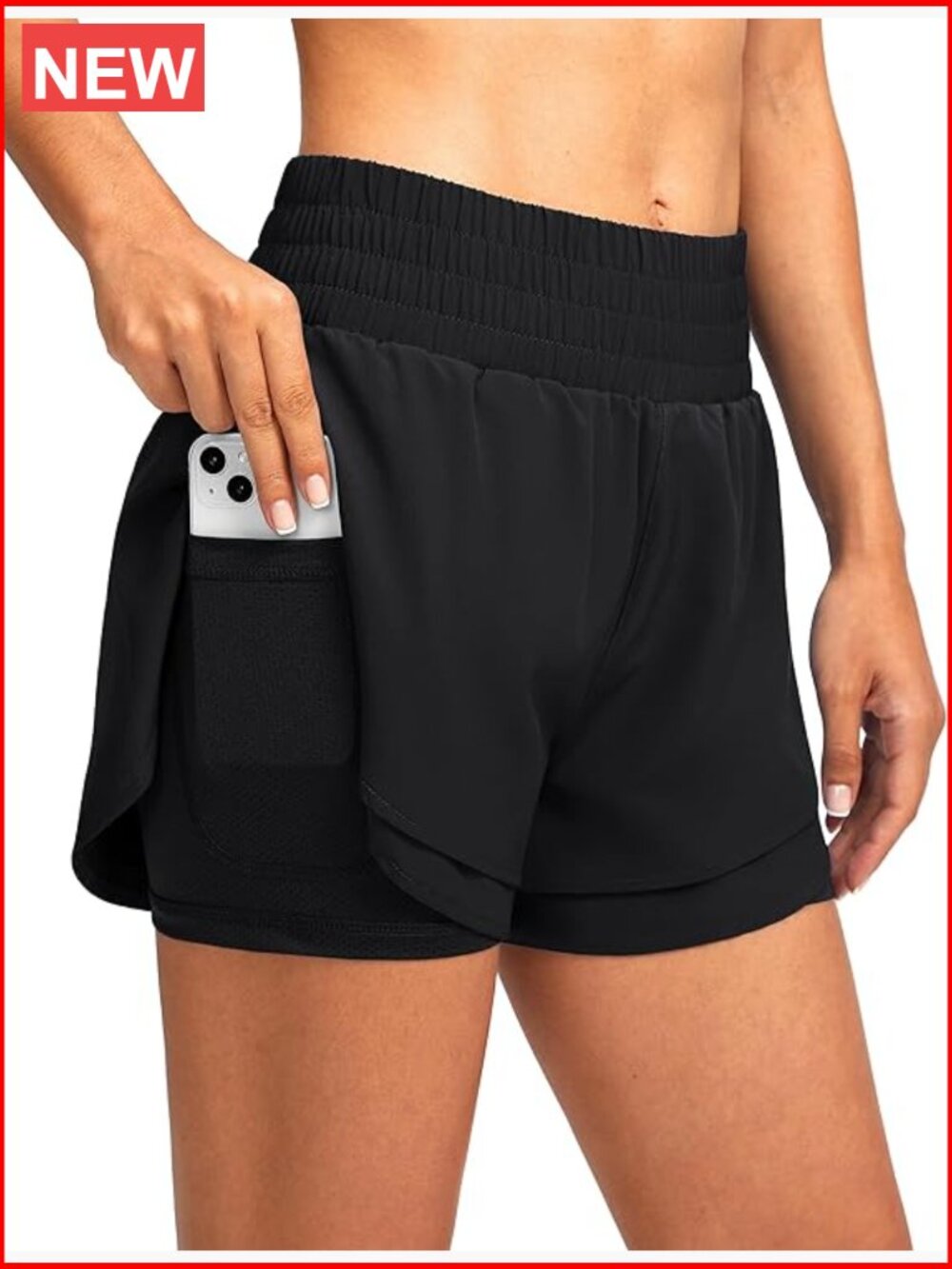 2-in-1 High Waisted Running Shorts with Pockets for Women - Picture 1 of 7